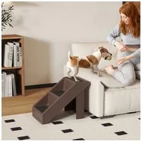 PawHut Haustiertreppe 3 Stufen 36,5 cm Hoch Hunderampe (klappbar Katzentreppe, 1-St., Hundetreppe), für Bett, Sofa, Couch und Auto Braun