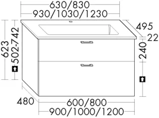 Burgbad Keramik-Waschtisch+Waschtischunterschrank System 30 Preisgruppe 4 Sana Lichtgrau SHAC123F3363C0038