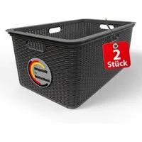 BigDean Wäschekorb 2 Stück Wäschekorb 59x39x26 cm Rattan Design Wäschewanne (Set, 2 St., Wäschewanne), Großes Fassungsvolumen, Robust, Elegant