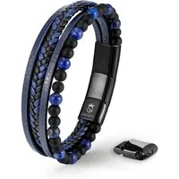 UNIQAL.de Lederarmband Lederarmband Herren "FANCY" Perlenarmband Naturstein Geflochten (Edelstahl, Echtleder, Casual Style, handgefertigt)