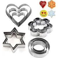 LuxusKollektion Ausstechform Ausstechformen Set 12 Stück Edelstahl Keksausstecher Rund Herz Stern