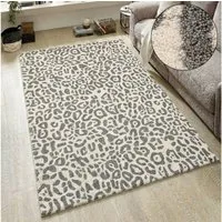 OTTO home Wollteppich Gabbo Leo, Leopardenmuster, handgearbeitet, rechteckig, Höhe: 14 mm, reine Wolle, Uni, Wohnzimmer, Schlafzimmer, Esszimmer