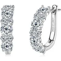 ROUGEMONT Paar Creolen Luxus Moissanit Damen Creolen Ohrringe 925 Sterling Silber, Echtschmuck mit Echtheitszertifikat