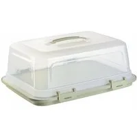 Engelland Kuchentransportbox mit Griff, Deckel und 4-fach Klick-Verschluss, rechteckig, Kunststoff, (L 44 x B 35 x H 17,50 cm, BPA-frei), spülmaschinengeeignet, lebensmittelecht, Stückeinteilungshilfe