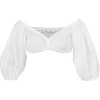 Madame Marie Dirndlbluse Dirndlbluse Thalindra Dreiviertelarm Puffarm weiß