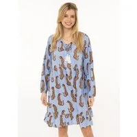 Zwillingsherz Sommerkleid "Loevely Leopard" Leopardenmotiv, mit Tassel, lange Ärmel, figurumspielend