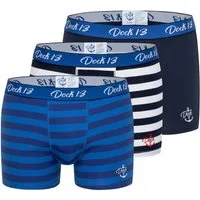 Dock13 Retro Boxer Dock13 Männer Boxershorts "Grömitz" Maritim (3er Pack Boxers) (3er-Pack, 3-St., 3er-Pack) mit Logostickerei, gewebtet Bund,eleganter Verpackung