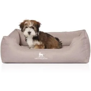 Knuffelwuff Orthopädisches Hundebett Luisa aus Velours mit feinem Handwebcharakter Sunshine Edition