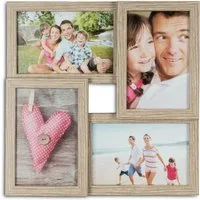 Levandeo® Bilderrahmen Collage, levandeo Bilderrahmen Collage 28x28cm 4 Fotos 10x15 Eiche gekälkt