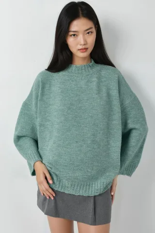 Oversized Strukturstrickpullover mit Rundhalsausschnitt
