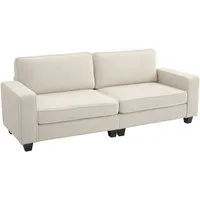 HOMCOM 3-Sitzer Couch mit Armlehnen, Rückenkissen, Wohnzimmersofa 1 Teile, für Wohnzimmer, Schlafzimmer 227 x 84 x 87 cm, Cremeweiß