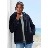Elbsand Fleecejacke Übergangsjacke aus Teddy-Fleece mit verstellbarer Kapuze