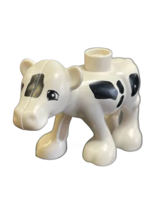LEGO Duplo Kuh Kalb mit schwarzen Flecken weiß