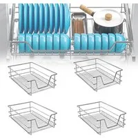 FIVMEN Schublade Schubkasteneinsatz Küchenschrank Teleskopschublade Korbauszug Regal (4 St., 20kg Belastbar), Schrankauszug Ausziehbare Ablage Küchenschubladen Organizer