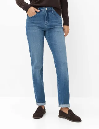 Brax Damen Five-Pocket-Hose Style CAROLA USED STONE BLUE, denim blau, Gr. 52L