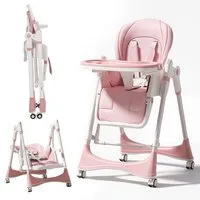 oyajia Kinderstuhl 3in1 Babywippe für Kinder, höhenverstellbar klappbar (Babystuhl mit Tablett und 5-Punkt-Gurt, Fußstütze, Einfach zu Reinigen), Baby Wippe, ab 6 Monaten bis 3 Jahren