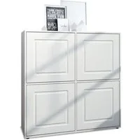 Möbelhandel Klipenstein Highboard NOAH V2, Kommode Schrank Landhaus, Korpus Weiß matt