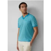 s.Oliver Poloshirt Poloshirt zweifarbiger Piqué, offener V-Ausschnitt, abgesetzte Rippbündchen