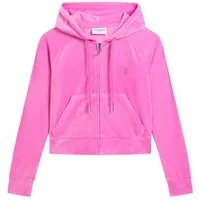 Juicy Couture Kapuzennickijacke MADISON COL OUT HOODIE. Damen Trainingsjacke Damen, Sweatjacke mit Kapuze, Velour, mit Glitzer, Sale