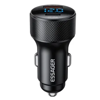 ESSAGER ES-CC21 45W 2-Port USB PD Car Charger Adapter USB-A+Type-C PD3.0 QC3.0 Support FCP AFC iP2.4 Fast Charging with