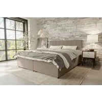 99rooms Boxspringbett Kira (Schlafzimmerbett, Bett), 140/160/180/200x200 cm, Strukturstoff NEVE, mit Topper, Frontauszüge