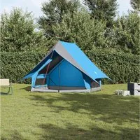furnicato Faltzelt Familienzelt 220x220x184 cm Blau-Grau, (1 tlg), Klappbares Campingzelt mit Luftentlüftung und inkludierter Tragetasche