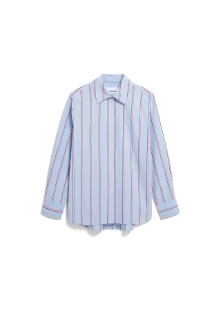 Armedangels - STRIPE LOOSE SHIRT BLOUSE morning sky-mars red - Gr. - S