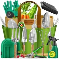 KESSER Gartenpflege-Set Gartenwerkzeug Set 10-teilig Gartengeräte mit ergonomischen Holzgriff, Handschaufel, Handgabel, Unkrautstecher, Handkelle, Handharke & Schere