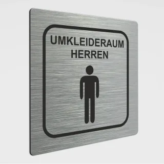 Umkleideräume Schild, Umkleideraum Herren, Alu gebürstet 12 x 12 cm