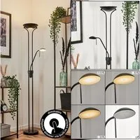 hofstein Stehlampe moderne Bodenlampe aus Metall/Glas in Schwarz/Weiß, LED fest integriert, 3000 Kelvin, verstellbare Stehlampe, 2070 Lumen, dimmbar über An-/Ausschalter