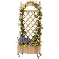 COMHOMA Blumenkasten Rankgitter Pflanzkasten mit Rollen, Holz Hochbeet mit Spalier (2 ST., 1 St., Farbe und Menge sind optional), wetterbeständiger Pflanzenkübel mit Drainagelöchern