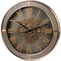 formano Wanduhr Vintage 58 x 58cm Uhr mit goldenen Zahnrädern römischen Ziffern Metall (Sichtbar bewegliche Zahnräder)