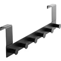 SO-TECH® Türgarderobe Garderobenleiste LINEA 380 x 110 mm, mit 6 Haken Türhaken, (1-St), Edelstahl schwarz matt, für Türen mit Falz max. 16 mm
