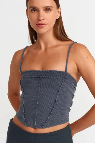 Rippiertes Square-Neck Cropped Top