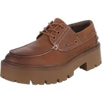 Ital-Design Komfortabler Schuh mit profilierter Sohle für Damen Schnürschuh (91261500) Blockabsatz Schnürer in Camel