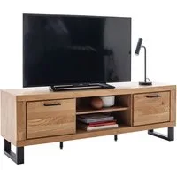 Lomadox Lowboard KUMASI-06, 169 cm breit, Eiche massiv geölt, Metallfüße & -griffe