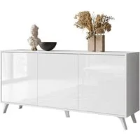 Lookway Kommode SANAYI III Anrichte in Weiß Hochglanz mit Beinen