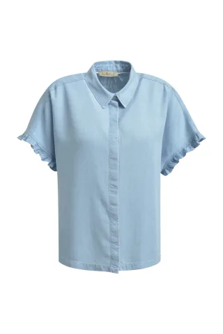 Smith&Soul - Lyocell Denim Ruffle Slv Blouse light denim - Gr. - L