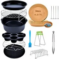 SURFOU Backform Heißluftfritteuse Zubehör 8 Zoll 11-Teilige für Airfryer 3.5L- 5.5L, für Philips Airfryer 7,2L, 8,3L, COSORI 5,5L, Tefal 6,5L, Cecotec 6L