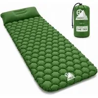 HAGO Isomatte Campingmatte Luftmatratze Trekking Schlafmatte Outdoor Nylon, (1-tlg), Ultraleicht, Kopfkissen, Hexagon-Luftkammern, Doppelventil
