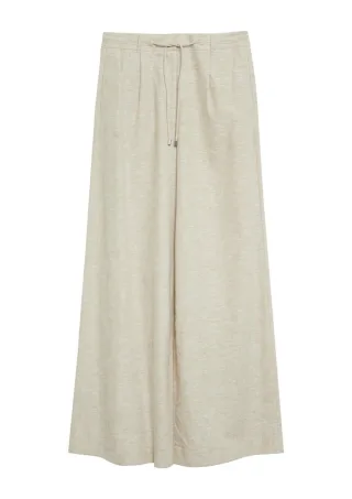 comma - Marlenehose mit weitem Bein und Tunnelzug beige - Gr. - 36