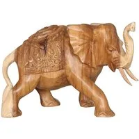 Oriental Galerie Dekofigur Elefant Skulptur mit aufwendiger Schnitzerei Natur 20 cm (1 St)