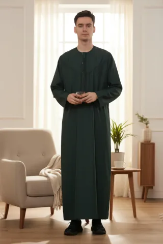 Herren Grün Eid Marokkanische Jubba Robe Djellaba Ramadan Eid Thobe LFS-HM11