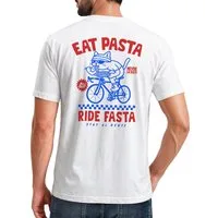 Neverless Print-Shirt Herren T-Shirt Backprint - Katze Pasta Design - Baumwollshirt Männer mit Print