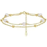 Runde Perlé Perlenarmband zartes Armband doppelt, kleine Süßwasserperlen, 925 Sterling Silber, 14K Gold, handgefertigtes Armband (inkl. Geschenkverpackung)