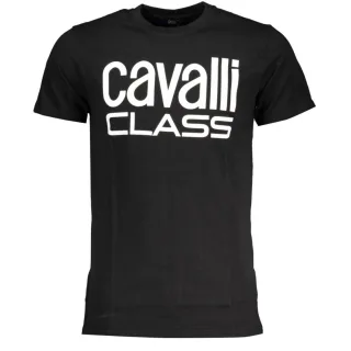 Cavalli Class Bold Weißes Logo Schwarzes T-Shirt