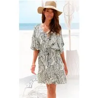 s.Oliver Longtunika aus gekreppter Viskose mit verstellbarer Taille kurzes Sommerkleid, Blusenkleid, Strandkleid, Beach Cover-up