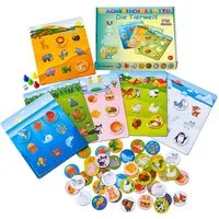 MAGNIKON Spiel Bingo für Kinder 2 Spiele in Einem, Kinderspiel, Doppelseitige Spieltafel