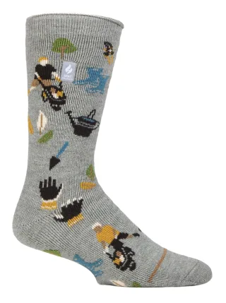 Herren Fun Hobby Socken | Heat Holders Lite | Novelty Fluffy Fleece gefüttert Thermosocken für Winter - Gartenarbeit