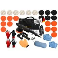 Duke-Handel Exzenter Poliermaschine Polierer Autopolierer Schleifmaschine 810Watt 15mm Hub (S), 1650 min. U/min, 4800 max. U/min, (Set, 36 tlg., inkl. umfangreichem Polier- und Schleifzubehör), ohne Akku und Ladegerät, Poliermaschine für Rechts- und 